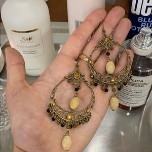 Gold Statement Earrings -Pair